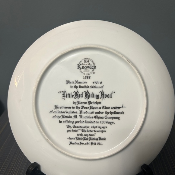 1988 Collector’s Edition-Little Red Riding Hood, Once Upon a Time Knowles Plate - Picture 2 of 4